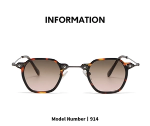 Detailed front view of tortoiseshell hexagonal sunglasses with gradient brown to pink lenses