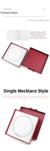 Red jewelry box with white velvet interior showing a 45cm necklace slot detail