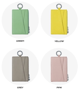 Litchi pattern genuine leather coin purses in green, yellow, grey and pink options