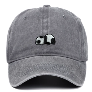 Panda Embroidery Baseball Cap Washed Cotton Distressed Vintage Sun Hat For Men Women Outdoor Casual Streetwear Adjustable