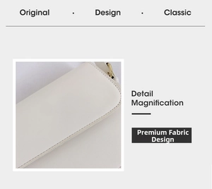 Detail shot of white leather texture and gold hardware on minimalist shoulder bag
