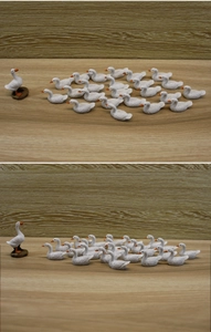 Miniature resin white goose flock figurines for succulent terrarium and micro landscape