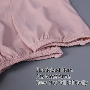 Pink ice silk sun protection sleeves with elastic cuffs for outdoor cycling and driving