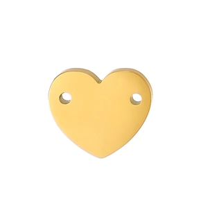 Detailed view of 18k gold heart connector with dual holes for DIY jewelry making
