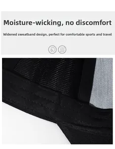 Detail view of the wide moisture-wicking sweatband inside a black baseball cap