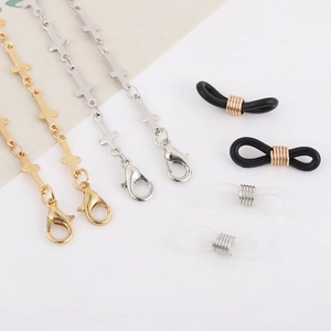 Cross pendant metal glasses chain and mask strap in gold and silver finish