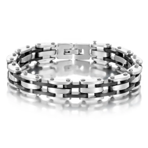 Men Bracelet Stainless Steel And Silicone Motorcycle Bicycle Chain Design Retro Industrial Punk Style Wristband Jewelry
