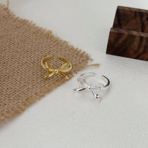 Minimalist 925 sterling silver bow knot open rings in gold and silver finishes