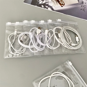 Portable PVC transparent cable storage bags with zippers for organizing USB data cables