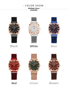 Six stylish women's tonneau watches with sunray dials and roman numerals in diverse colors