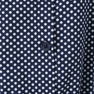 Polka dot puff sleeve blouse in navy blue with button-down detail and sweet style