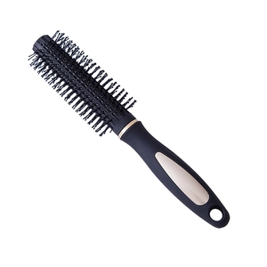 Spazzola professionale tonda nera con accenti dorati per acconciature e capelli ricci