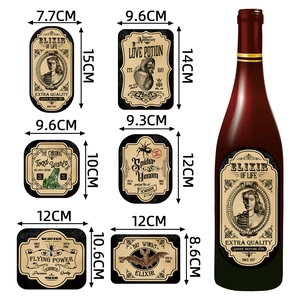 Halloween vintage potion bottle stickers set with Elixir of Life labels in various sizes