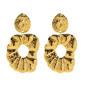 Boucles d'oreilles en acier titane plaqué or 18 carats martelé avec gouttes géométriques