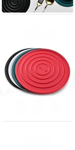 Macro detail of stacked colorful silicone heat resistant mats with anti-slip wave pattern