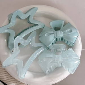 Large Hair Claw Clip Plastic Blue Star Bow Shape Nonslip Shark Hairgrip Elegant Hair Accessories For Women