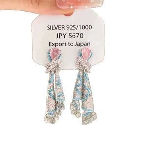 Exquisite Ohrringe aus 925er Silber mit Blumenquasten, rosa Edelsteinen und Kristallen