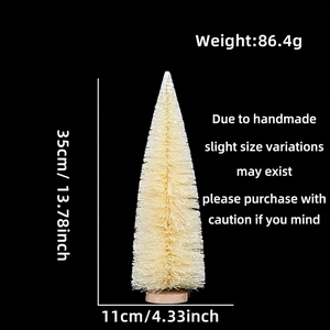 Miniature sisal Christmas tree with snow effect, dimensions 35cm height and 11cm diameter