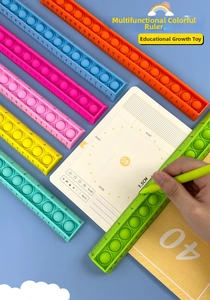 30cm colorful pop-it fidget ruler made of flexible silicone for stress relief and measuring