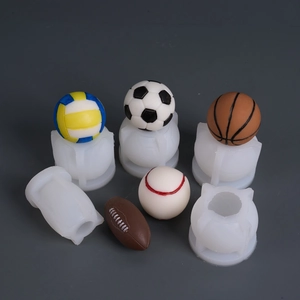 Silicone sports ball molds set for DIY candles and soaps featuring football and basketball