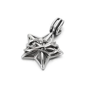Retro stainless steel star pendant with intricate thorn design for men's punk style