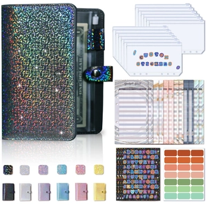 Glitter A6 budget binder set with cash envelopes, budget sheets and colorful stickers