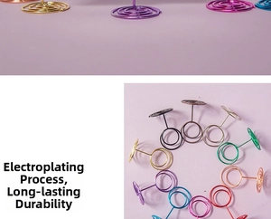 Macro shot of colorful electroplated metal photo clips in various metallic finishes