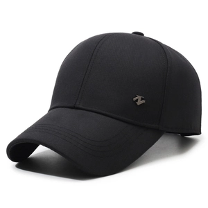Men's casual black cotton baseball cap with a metal Z logo and reinforced stitching