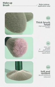 Detailed macro view of dense fiber bristles showing powder absorption and elasticity