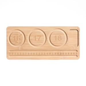 Bamboo bead design board with carved circular grooves and linear scale for jewelry making