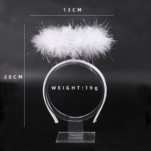 White feather angel halo headband with sequins for Halloween and stage performances