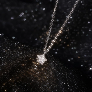 S999 Sterling Silver Star Pendant Necklace With Sparkly Zirconia Korean Style Minimalist Luxurious Fashion Jewelry For Women Gift