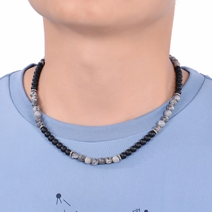 Collier de perles de pierre naturelle 6mm mate pour hommes et femmes avec séparateurs