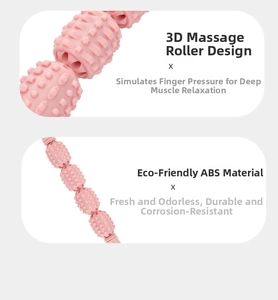 Detail of pink foam roller with 3D massage nodes for deep muscle relaxation and therapy