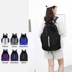 Zaino Sportivo Coulisse Nylon Impermeabile Gym Bag Con Striscia Riflettente Scomparto Scarpe Rete Traspirante Outdoor