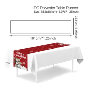 Detailed view of 35.5x181cm Christmas table runner with snowman and festive patterns