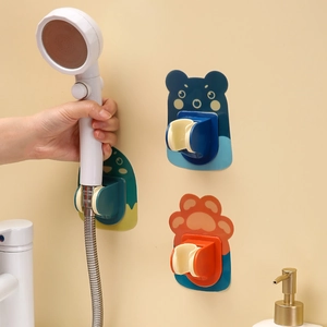 Adjustable cartoon wall-mount shower head holder in cute bear and deer designs