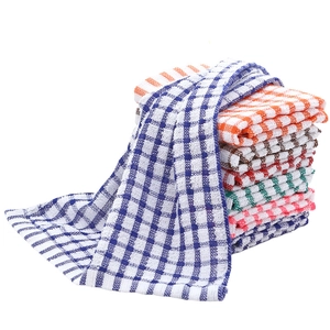 Thick cotton plaid kitchen dishcloths, absorbent cleaning towels in colorful multi-pack