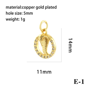 Detail of 18K gold-plated cobra charm with zircon stones for DIY jewelry making