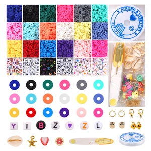 Detailed set of 4000 clay beads and 24 grids of DIY jewelry making accessories