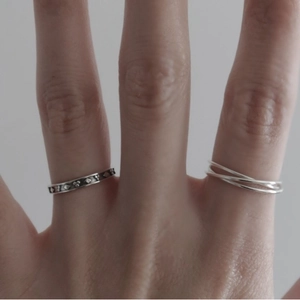 925 sterling silver vintage embossed ring and minimalist triple layer band set
