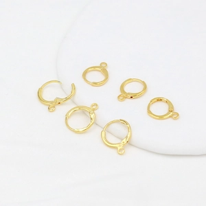 Round Lever Back Earring Hoops With Hanging Ring 18K Gold Plated Copper DIY Jewelry Findings Smooth Loop Buckles