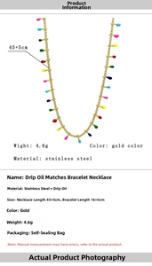 Detailed specs of Bohemian stainless steel necklace with colorful enamel pendant beads