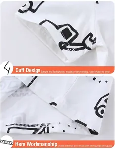 Close-up of dual-needle stitching on cuff and hem of white cotton boy's t-shirt