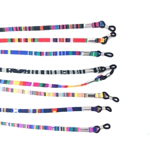 Eight colorful ethnic style bohemian eyeglass chains with anti-slip rubber loops