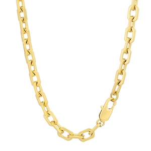 Collier gourmette 7mm en acier inoxydable doré avec fermoir mousqueton et maillons