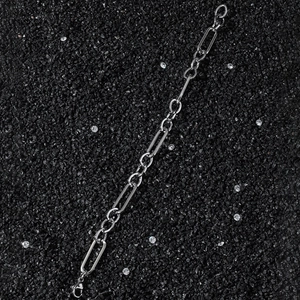 Bracelet hip-hop en acier inoxydable argenté avec maillons géométriques et fermoir