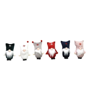 Set di 6 gnomi natalizi in peluche con stelle ricamate per decorazione dell'albero di Natale