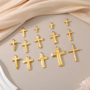 Cross Pendants For Jewelry Making Stainless Steel Gold Plated Minimalist Religious Crucifix Charms DIY Necklace Accessories