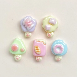 Miniature resin ice cream charms with cat paw handles for DIY phone case accessories
